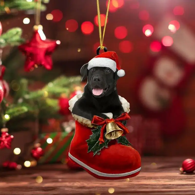 Christmas Tree Decoration Pendant Christmas Socks Dog Pendant Cute Dog Home Party Decoration Pendant Decorative Props