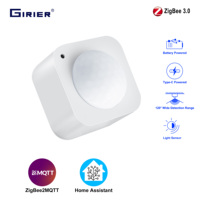 GIRIER Smart PIR Motion Sensor ZigBee 3.0 Human Movement Detector 2-in-1 Light Sensor Compatible with Home Assistant ZigBee2MQTT