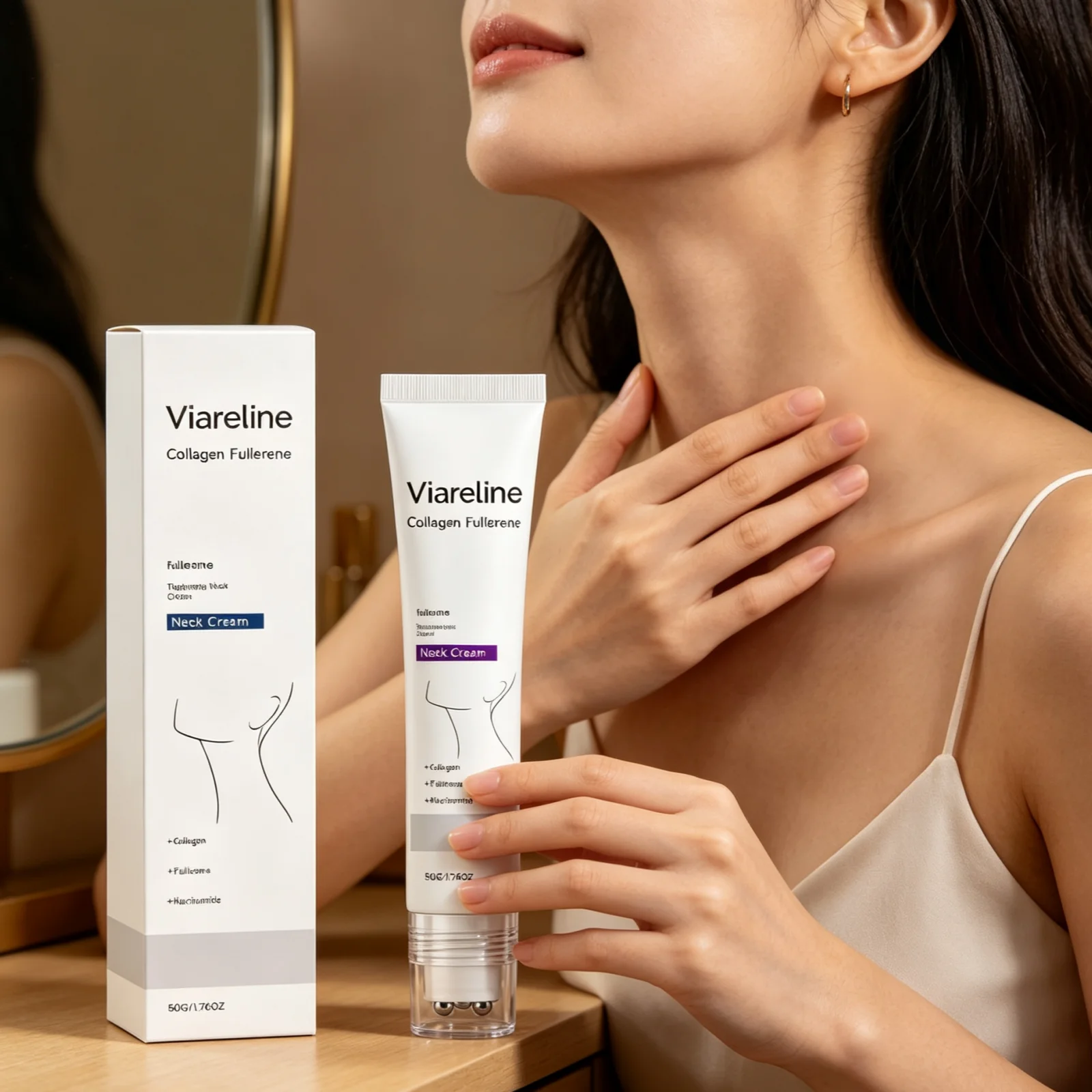 Viareline Collagen Neck Firming Cream Neck Lines Removal Lifting Skin Tightening Smooth Neck Wrinkle Removal Cream Moisturizer