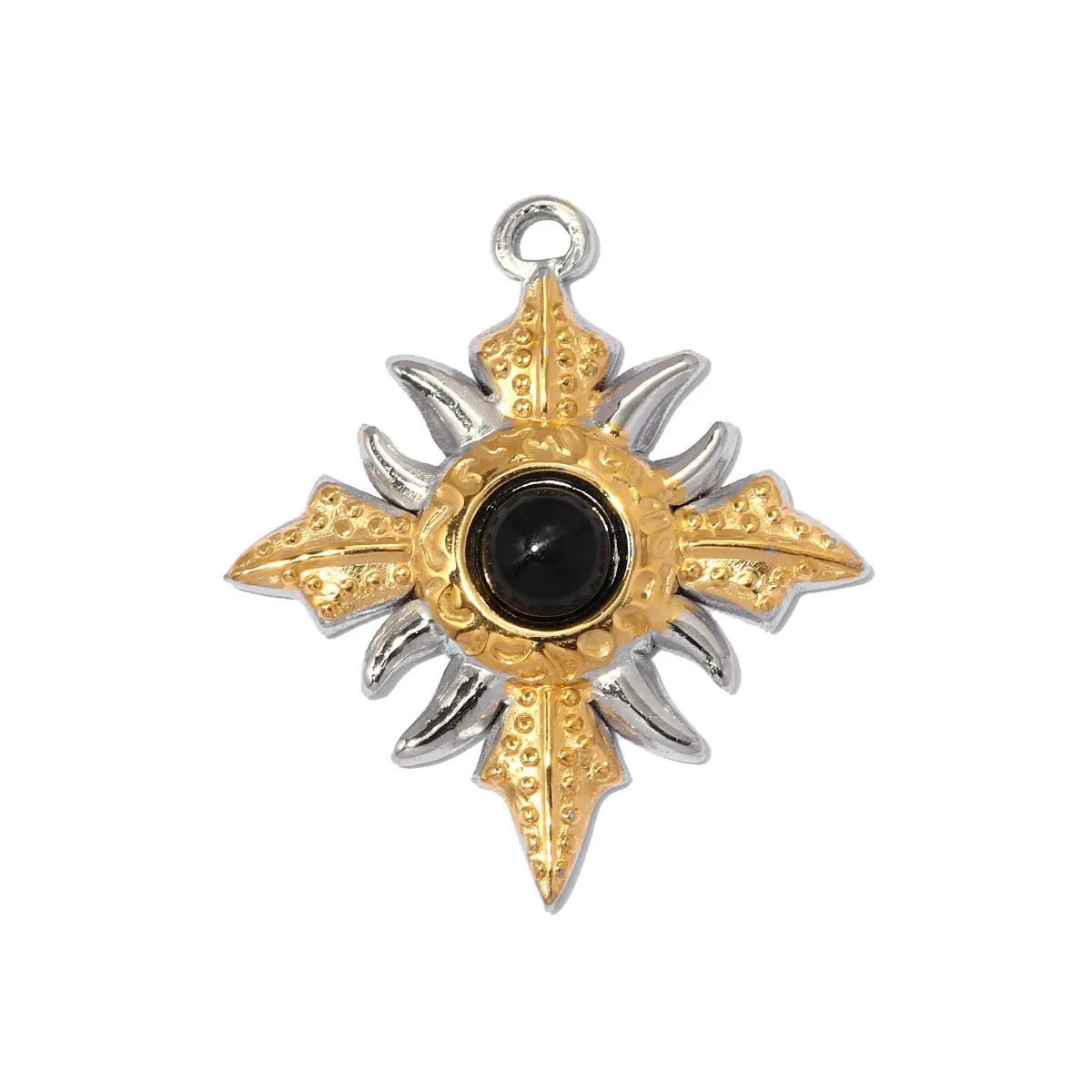 3pcs/Lot Stainless Steel Natural Stone Cross DIY Charm Evil Eye Rudder Necklace Pendant Women Rose Flower Shoe Accessory Jewelry