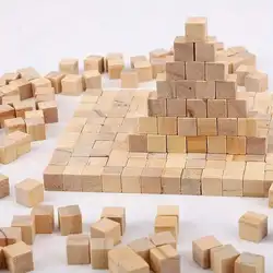 50/100/400pcs Unfinished Blank Mini DIY Wooden Square Blocks 1cm Wood Solid Cubes for Woodwork Craft Puzzle Making Material ﻿ ﻿