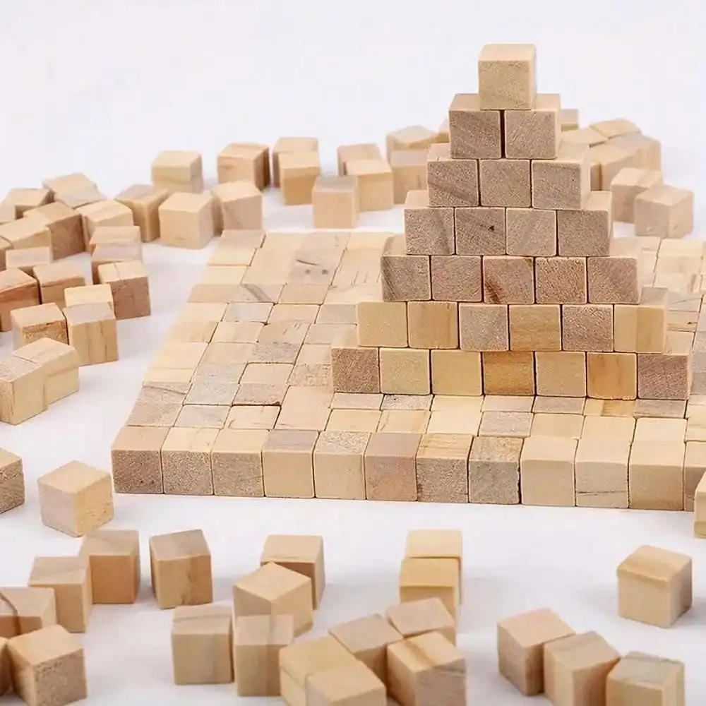 50/100/400 sztuk niedokończone puste Mini DIY drewniane kwadratowe bloki 1cm drewniane solidne kostki do stolarki Craft Puzzle Making materiał ﻿ ﻿