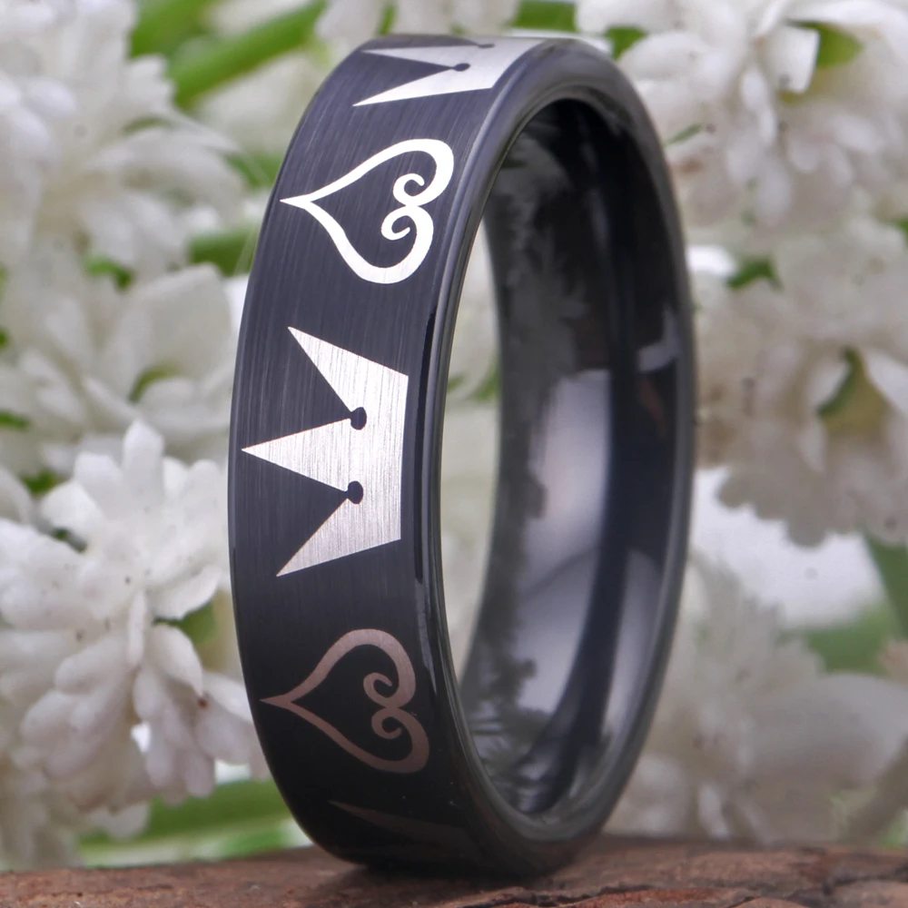 Game Kingdom Hearts Design Men's Tungsten Carbide Ring For Women Men Wedding Dropshipping Jewelry