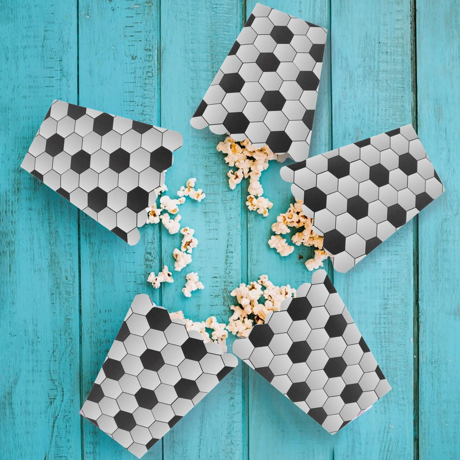 

6pcs Football Popcorn Large Capacity Paper Snack Containers Supplies For Movie Night Popcorn Boxes For Party French Fries