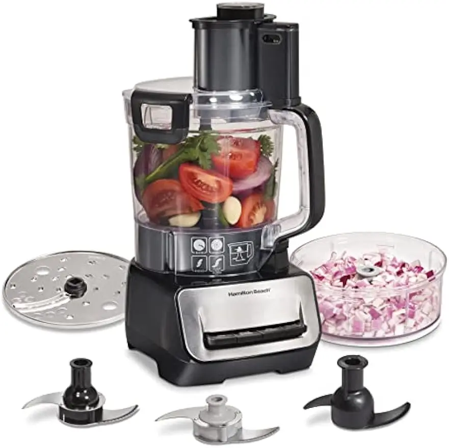 Food Processor and Vegetable Chopper, BPA Free, Stainless Steel Blades, 14 Cup + 4-Cup Mini Bowls, 3-Speed 500 Watt Motor