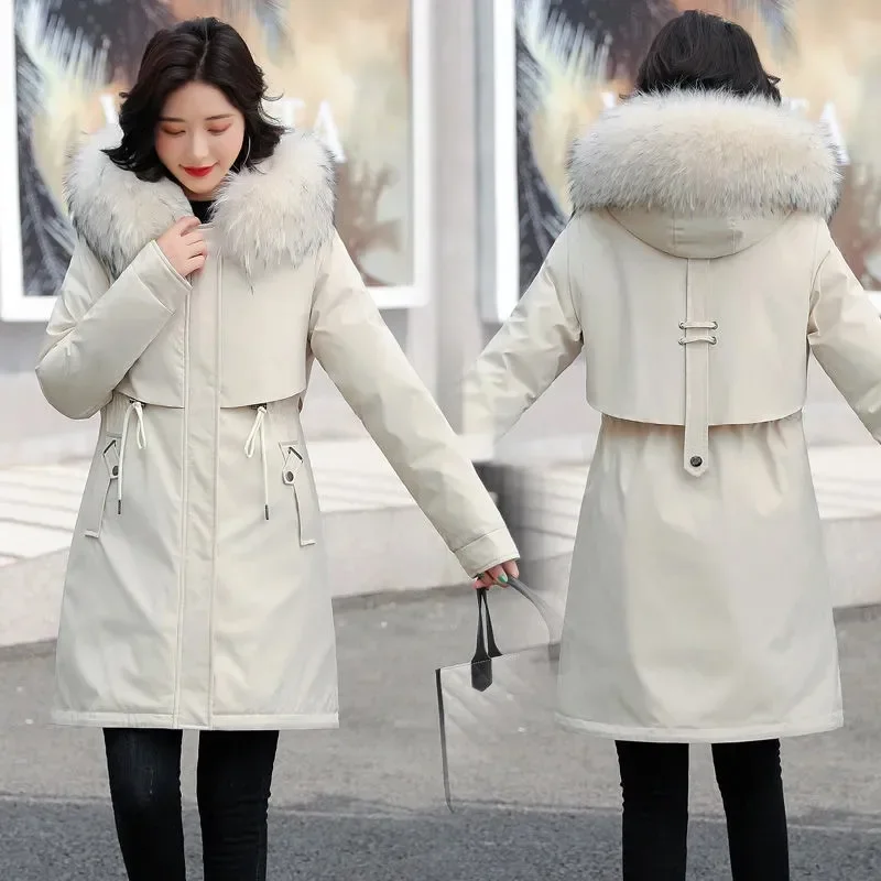 2025 New Snow Wear Long Parkas Winter Jacket Women Fur Hooded Clothing Female Fur Lining Thick Winter Coat Women Parka Outwear