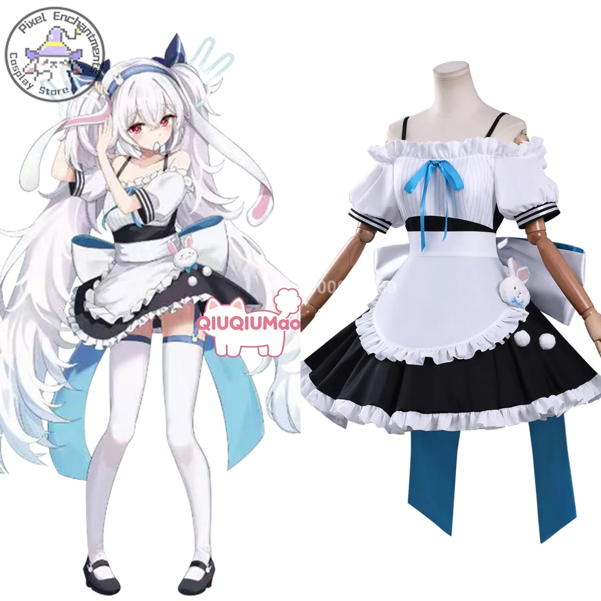 

Game Azur Lane Cosplay Maid Time Costume Anime Laffey Role Playing New Uniform Cute Blue Dress for Women Adult Comic Con Party