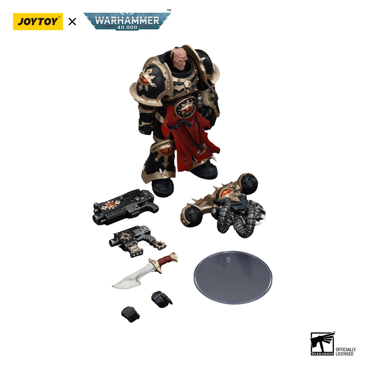 Figura de Acción JOYTOY Warhammer 40K 1/18, Legión Negra de los Marines Espaciales del Caos, con Pistola Bolt y Puño de Poder