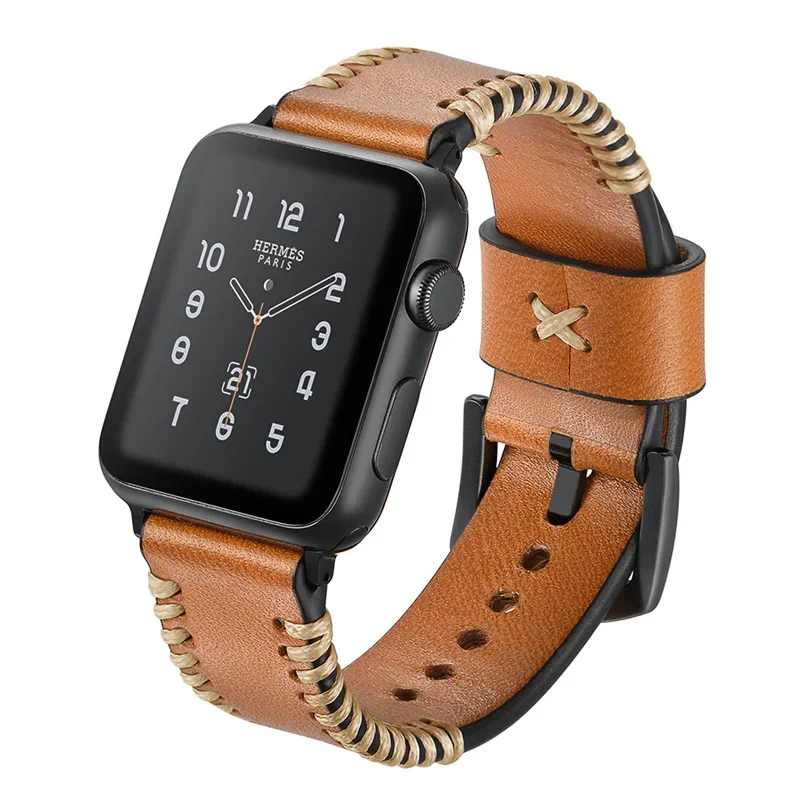 Double Leather Strap for Apple Watch Ultra 9 8 7 45mm 41mm Strap Bracelet for iWatch Series 6 5 4 SE Belt 44mm 40mm 10 46mm 42mm