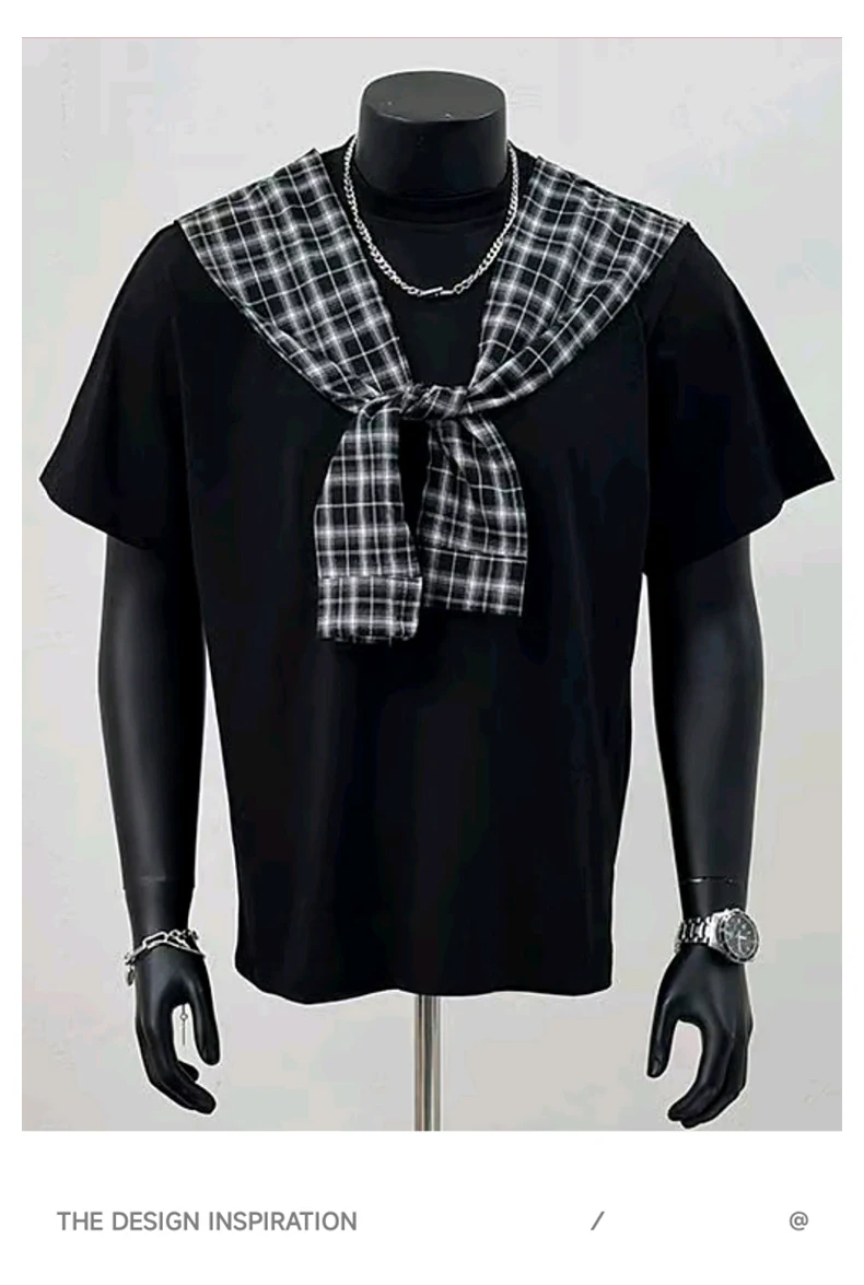 Korean Summer New Fashion Trendy Men's Short-sleeved T-shirt Cool High Street Casual Half-sleeved Round Neck Loose Shawl Top