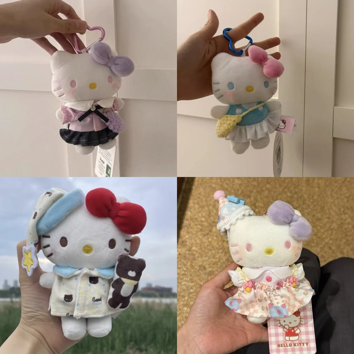Breloczek Sanrio Hello Kitty 12 cm, urocza pluszowa zawieszka z kreskówki, ozdoba do torby, brelok do kluczy samochodowych, akcesorium do plecaka dla kobiet i dziewcząt.