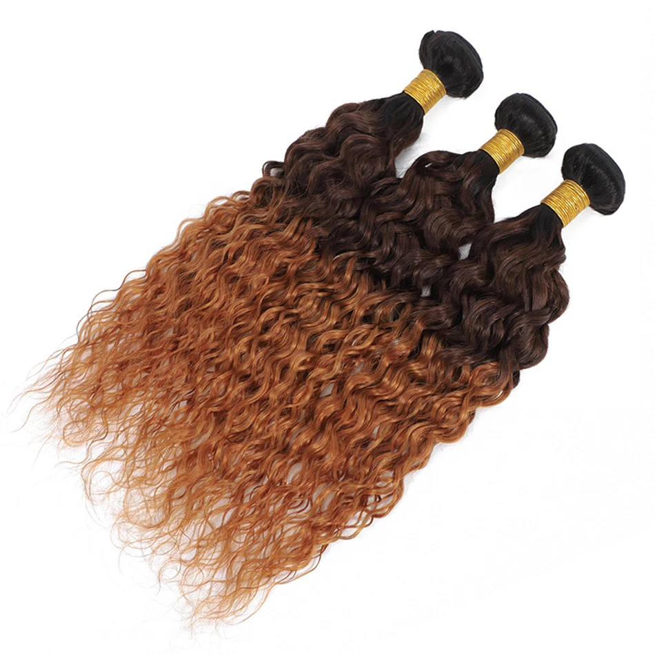 10A Malaysia Hair Wet And Wavy Hair Bundles Dark Root Ombre Water Wave 1/3 Bundles Jerry Curly 100% Human Virgin Hair Extensions