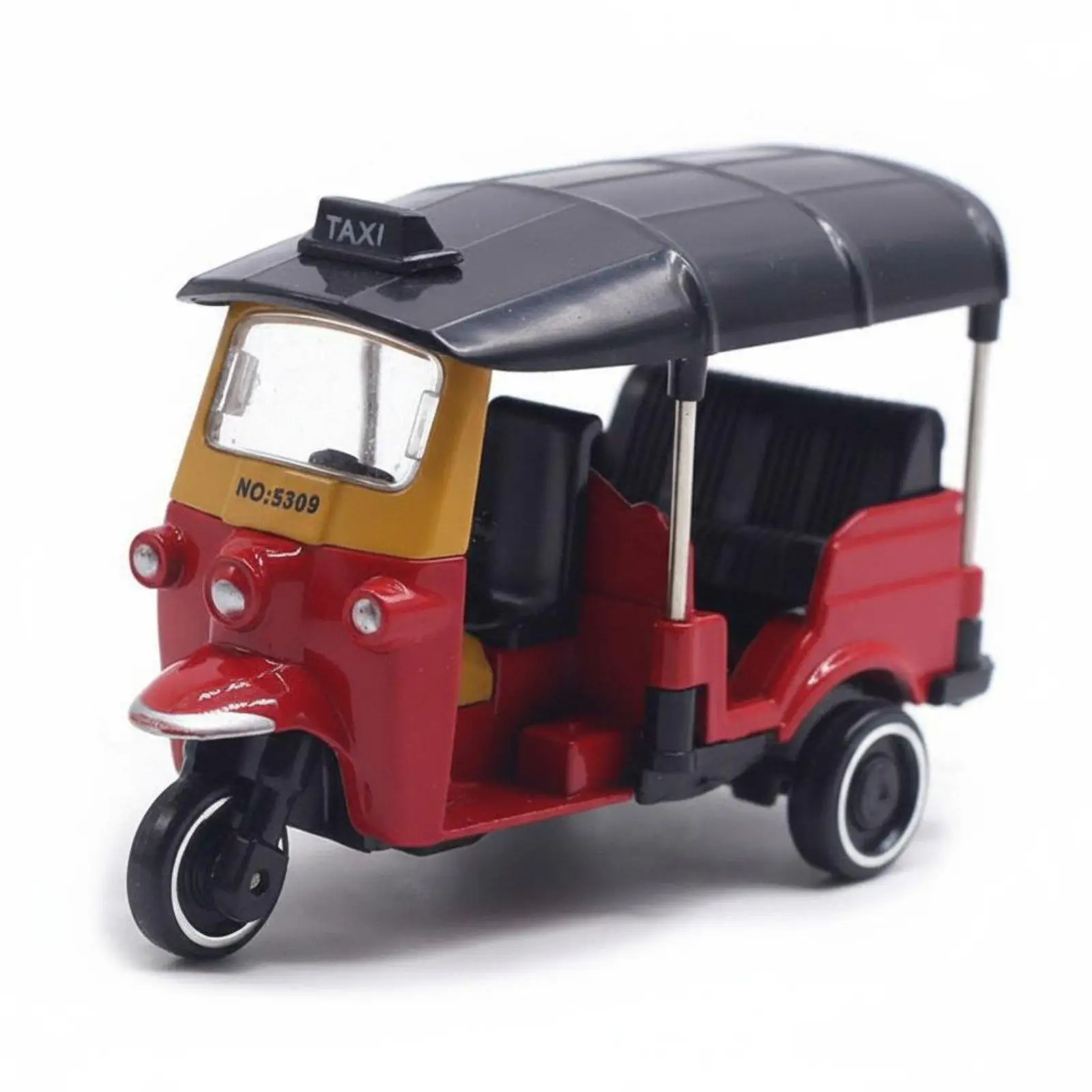 Unique Alloy Tricycle Display Retro Tri-shaw Miniature Model Pull-back Toy for Showcase and Toy Collection