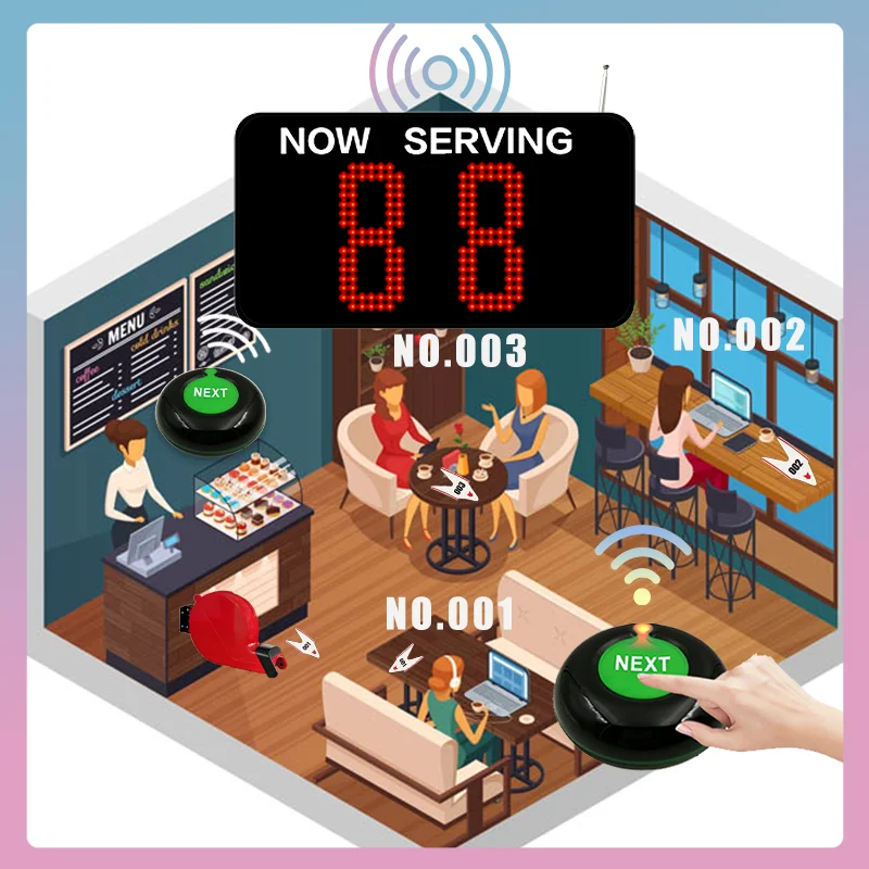 نظام انتظار النداء لإدارة طابور LED مكون من رقميين، آلة تذكرة بزر الاتصال التالي الرقمي لمستشفى بنك الأعمال في المطاعم #4