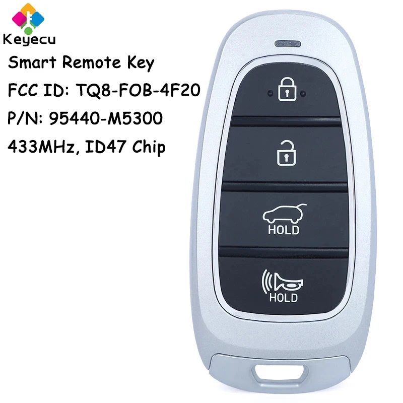 

KEYECU Smart Remote Control Car Key With 4 Buttons 433MHz ID47 Chip for Hyundai Nexo 2019 2020 2021 Fob TQ8-FOB-4F20 95440-M5300