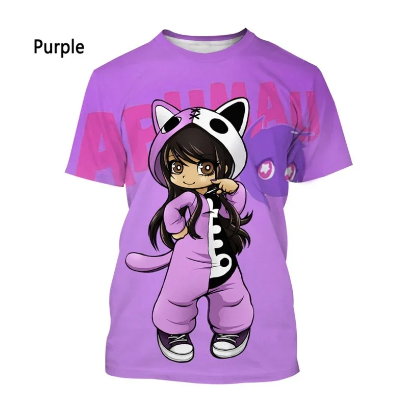 New Fashion Kawaii Aphmau 3D Printed Children\'s Adult T-shirt for Girls and Boys, Summer Casual Short Sleeved Anime Cartoon Top