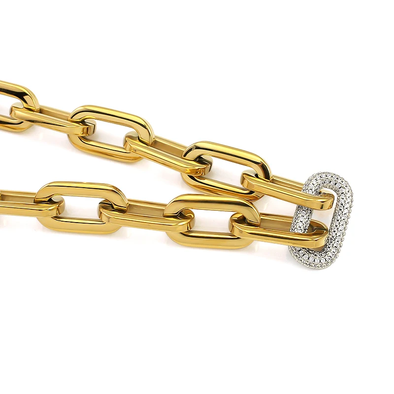 Picture 5: KUYHA Classic personality hollow gold chain necklace with sliver crystal stone shiny necklace free shipping item 45.6cm necklace