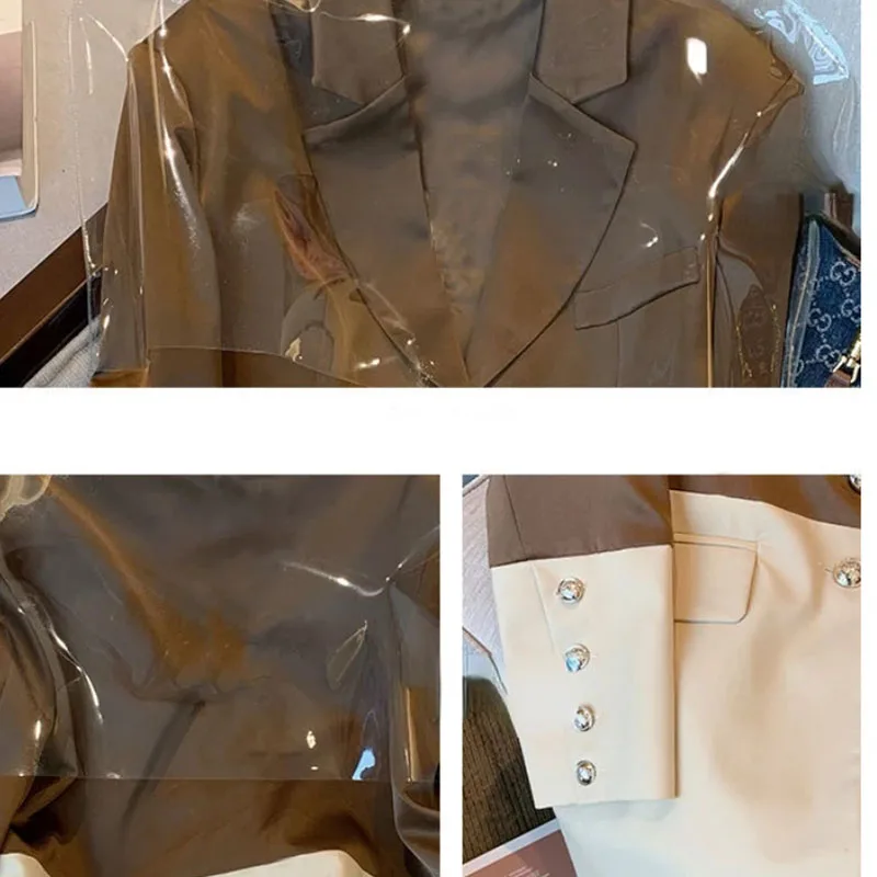 Fashion Color Contrast Splicing Retro Suit cappotto allentato donna primavera autunno 2022 New Temperament Khaki Blazer Ladies Jacket