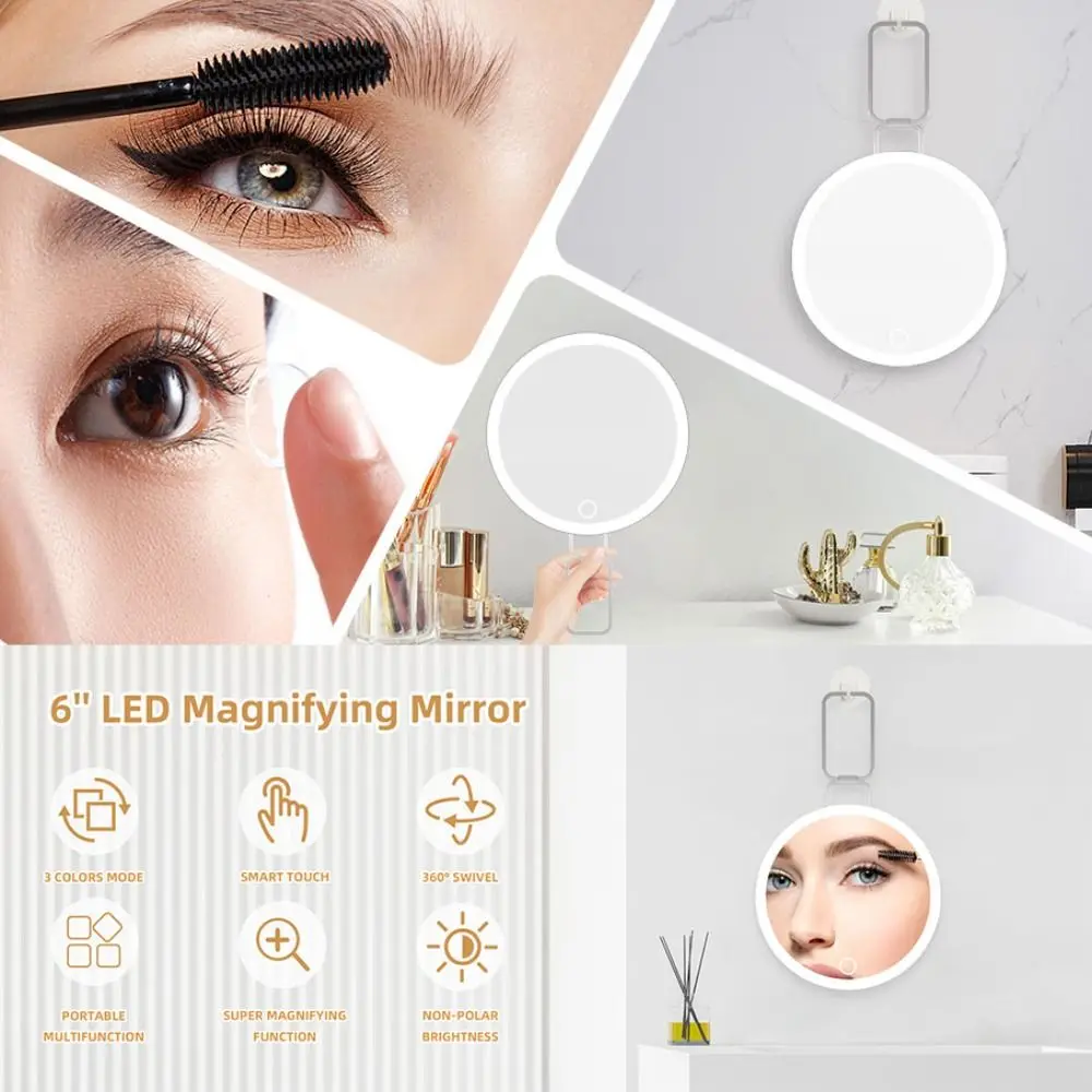 30X Makeup Magnifying Mirror 6inch with 3 Suction Cups Travel Magnified Mirror Handheld Mounting Vanity Mirror
