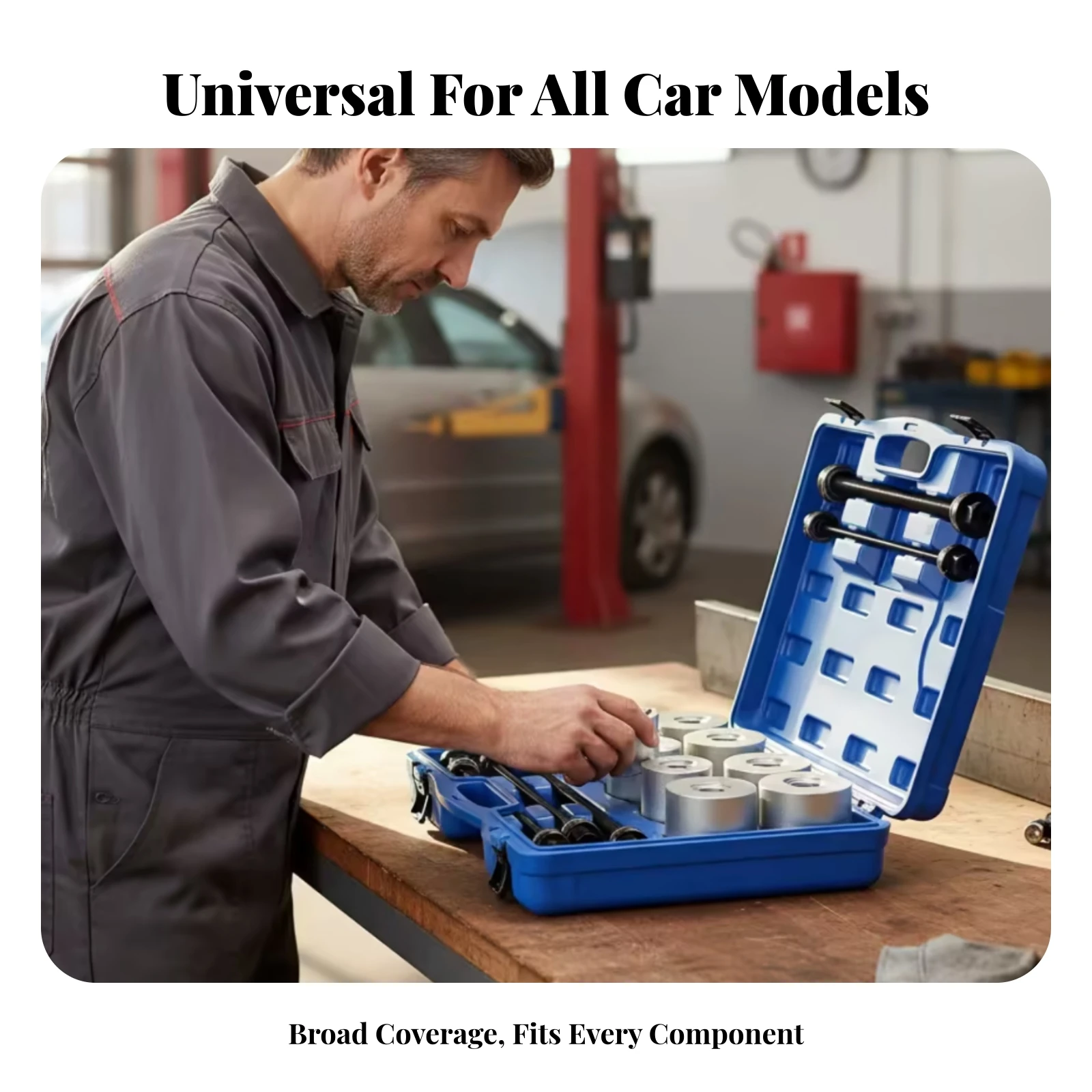 27 Pieces Molded Carrying Case Bushing Removal Tool Kit Vehicle Bushing Press Kit Long-Lasting for Auto Repair Workers view 5