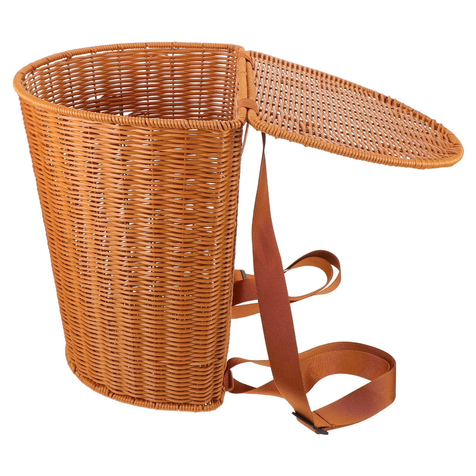 Outdoor Tea Picking Basket Wicker Rattan Backpack Shoulder Straps Picnic Camping Fruit Vegetable Harvest Basket
