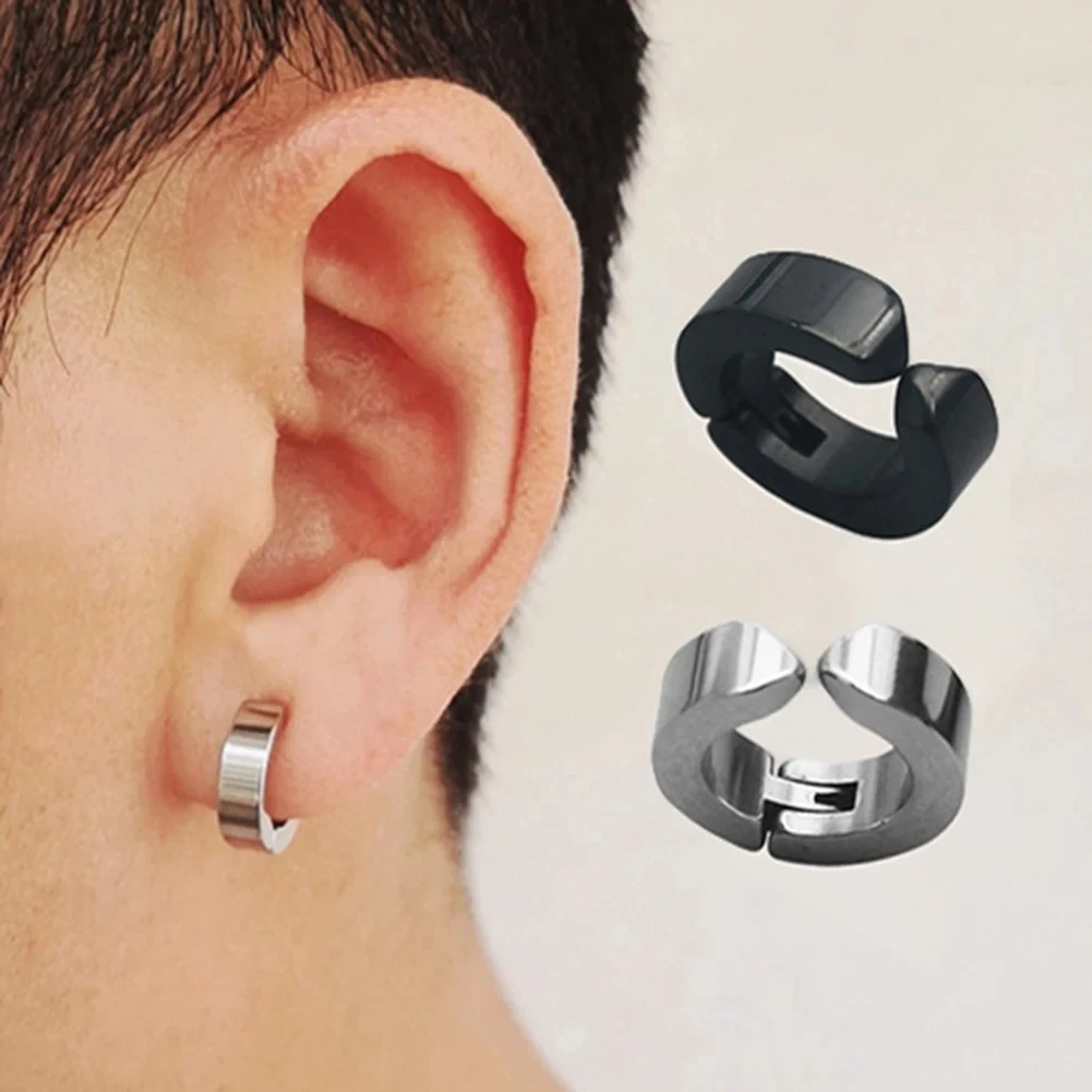 Punk Non Piercing Clip for Man Woman Titanium Steel Magnetic Type Stud Earrings Teens Hip Hop Style Ear Ring Jewelry Accessories