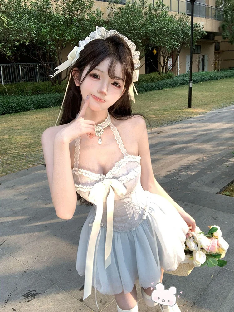 

XZY Xinzhengyan Ballet Sle Lace ter Dr Women's plus Size Summer ort Princ Skirt Sweet Sle High Waist Casual Wear