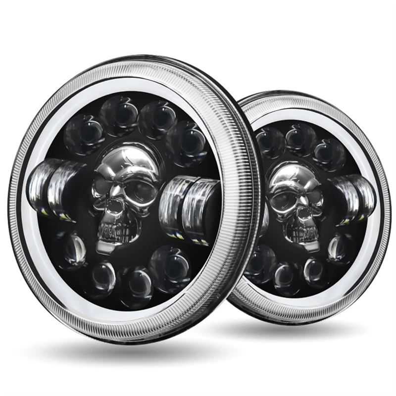7 Inch Aluminum LED Headlights Halo Angel Eyes DRL Amber Turn Signal High/Low Sealed Beam Replacement 6000K Color Temperature