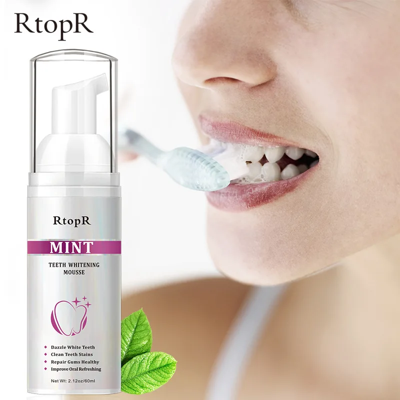 RtopR Teeth Whitening Remove Smoke Stains Coffee Stains Mousse Fresh Breath Bad Breath Clean Teeth Stains Dazzle White Teeth