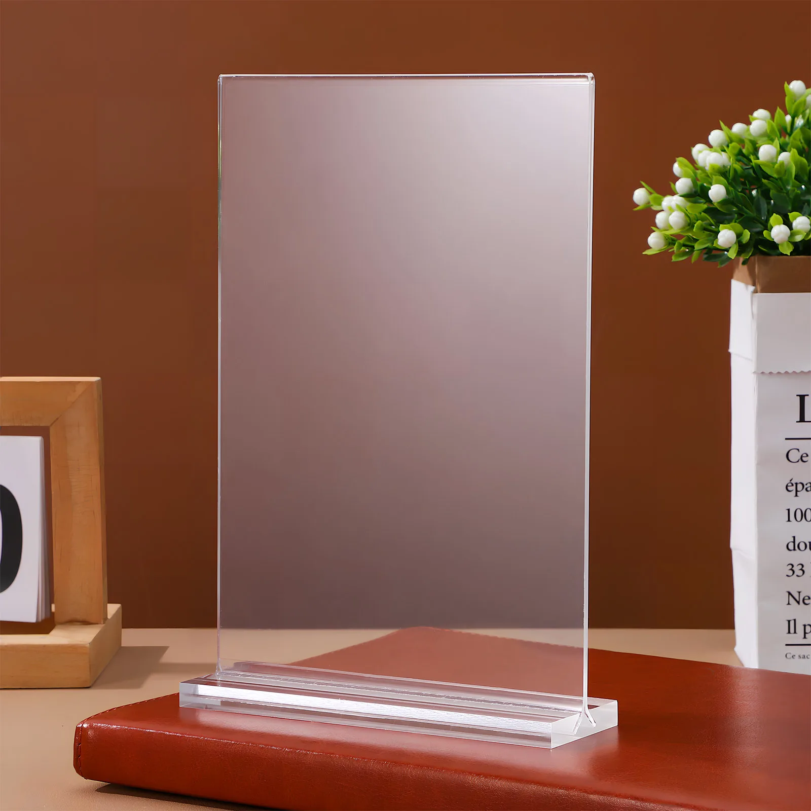 

6 Pcs Acrylic Card Menu Display St Clear Sign Holder Tabletop Brochure Document Paper Holder St For Desk High Durability