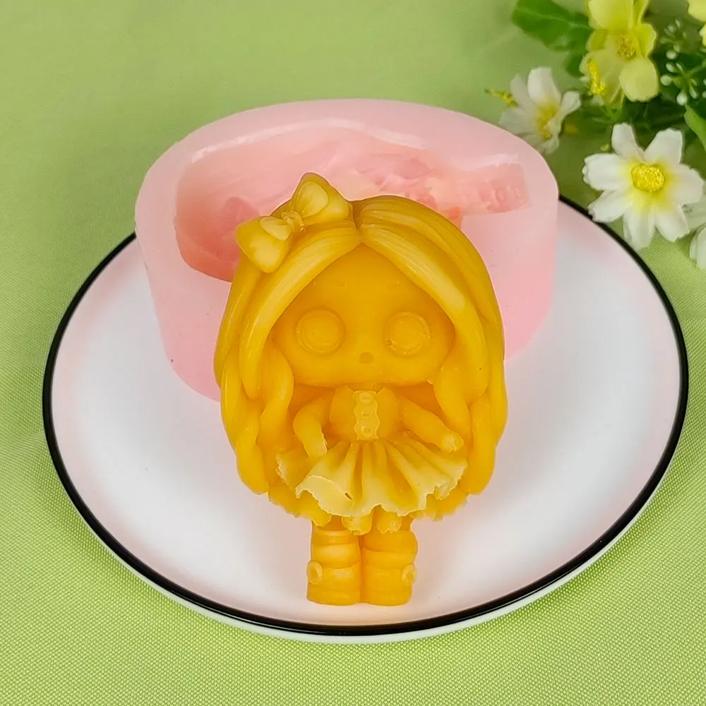 

2D Little Girl Cute Shape Silicone Mold Cake Candle Soap Plaster Mould DIY Aroma Household Decoration Craft Tools