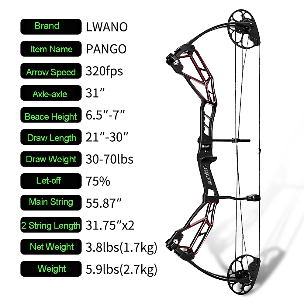 Archery 30-70LBS Compound Bow 320 FPS Arrow Speed Aluminum Alloy Bow Right Hand Bows Outdoor Adult Shooting Training Accessories