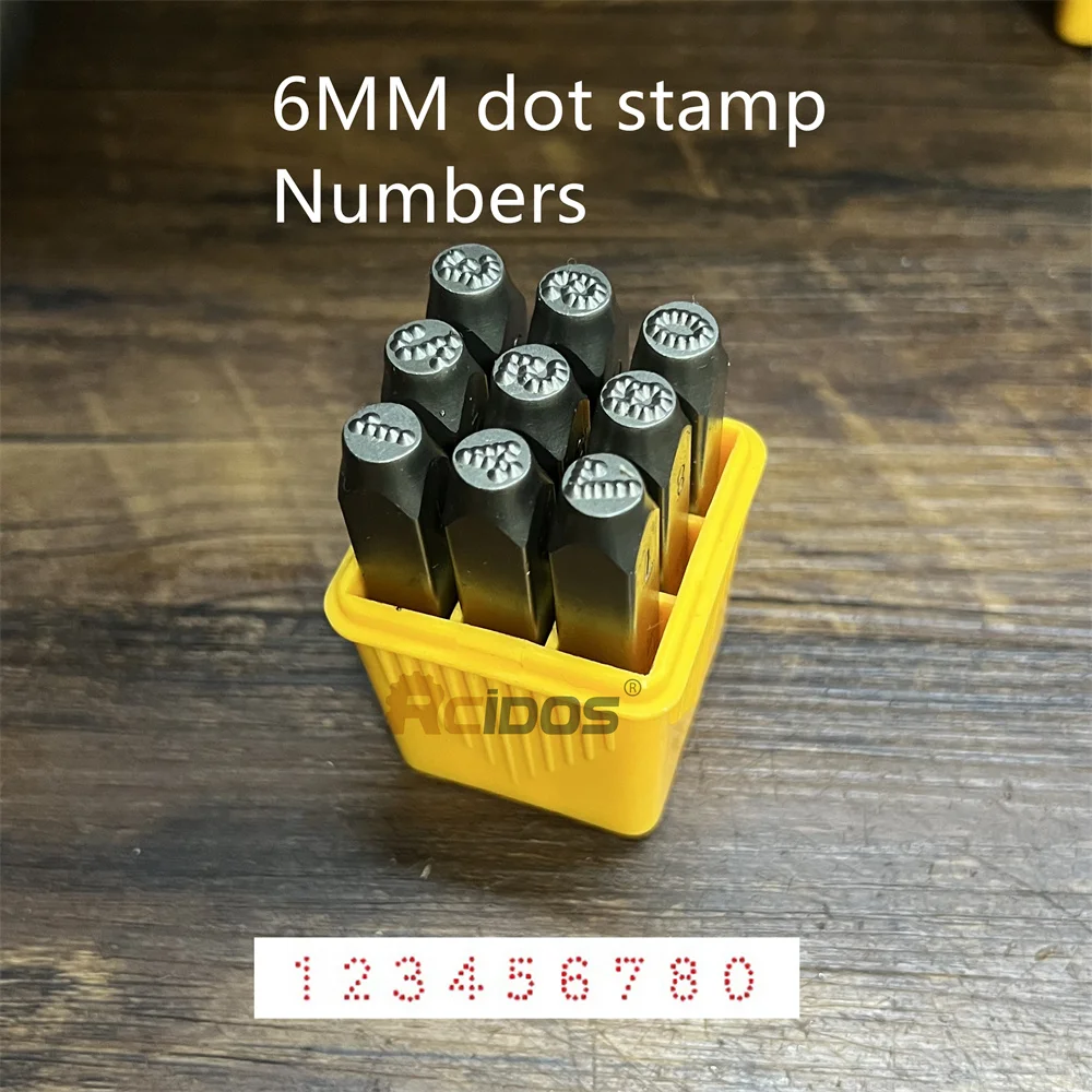 6mm German style Numbers Dotted/lattice Motorbike,RCIDOS Car Chassis number dot stamp 0-8,9pcs/box