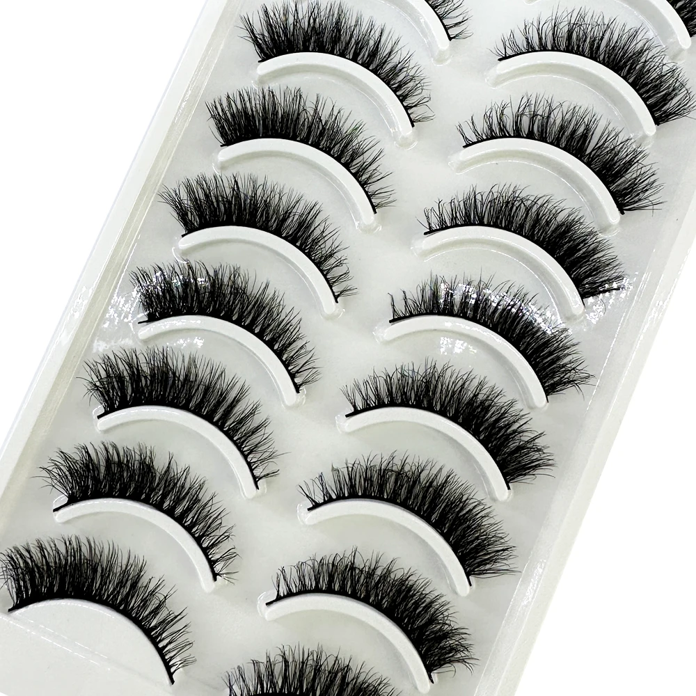 10pairs Eyelashes 3D Mink Natural False Lashes Fake eyelashes Fluffy Soft Cross eye Lashes Wispy Eyelashes Extension Makeup kit