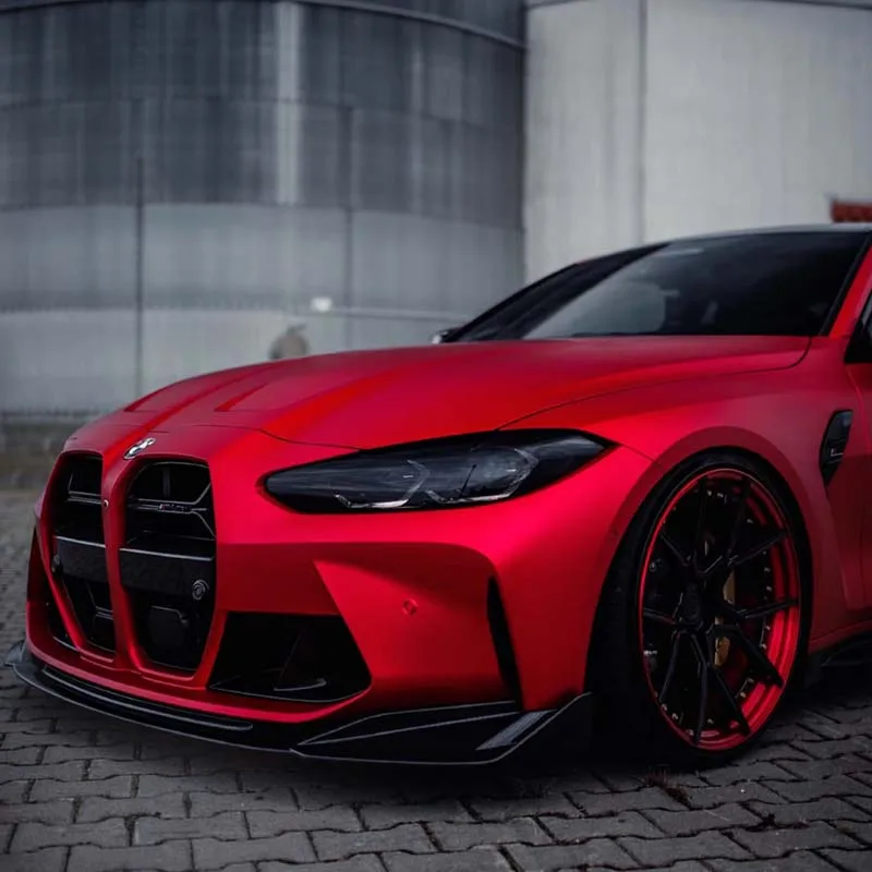 فيلم تغليف السيارة PET سيارة التفاف الفينيل ماتي مطلي لامع أحمر اللون تغيير 1.52*18 متر الهواء الإصدار سيارة يلتف