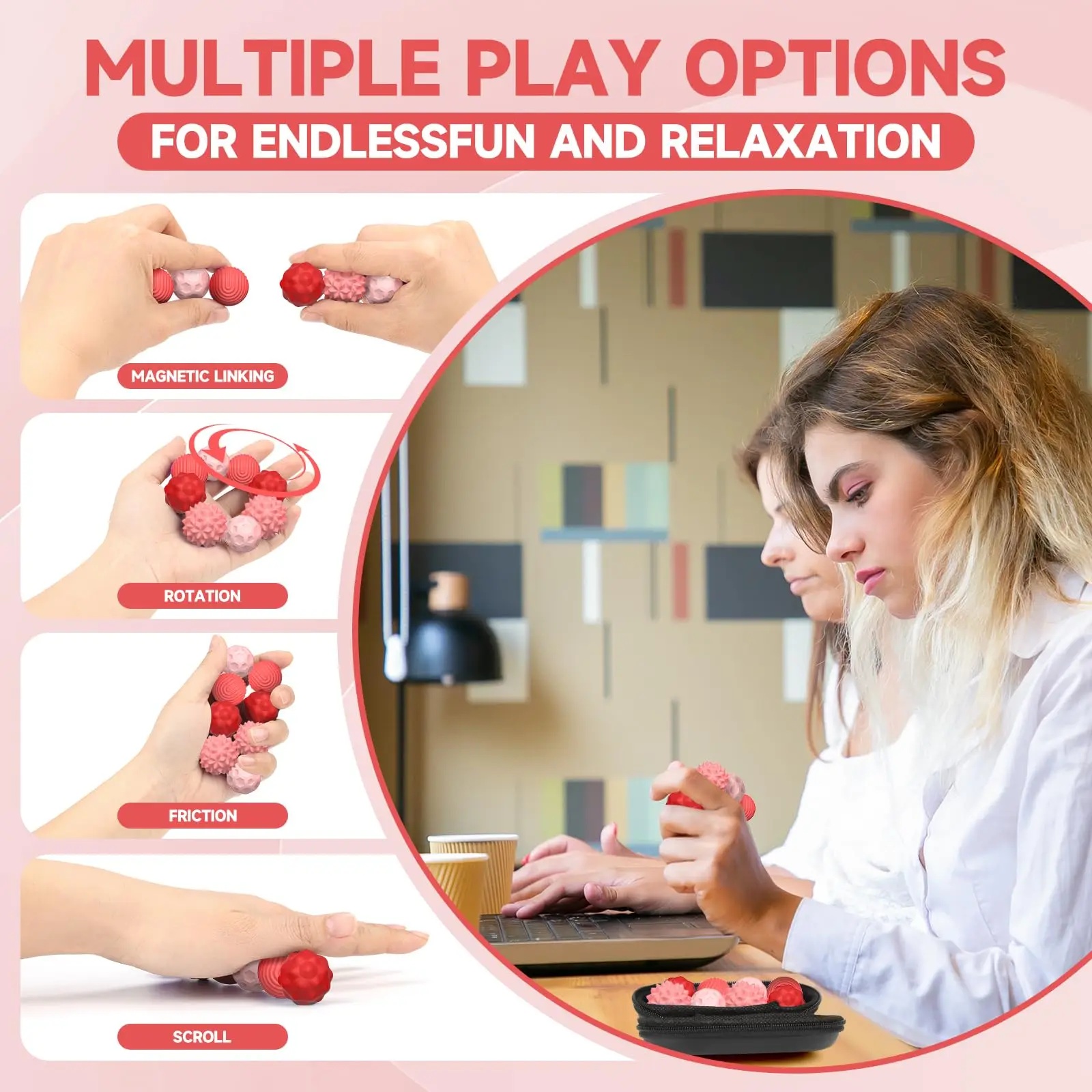 8 ชิ้น Magnetic Sensory Fidget Ball ของเล่นดึงดูดลูกบอลความเครียดพร้อมเปลือกซิลิโคนสําหรับผู้ใหญ่และวัยรุ่น