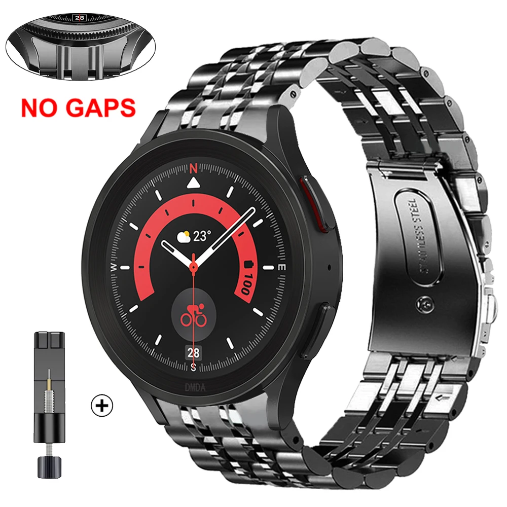 No Gaps Metal Strap For Samsung Galaxy Watch 6 5 Pro 45mm 44mm 40mm Band Watch 6 4 Classic 47mm 43mm Curved end Stainless Steel