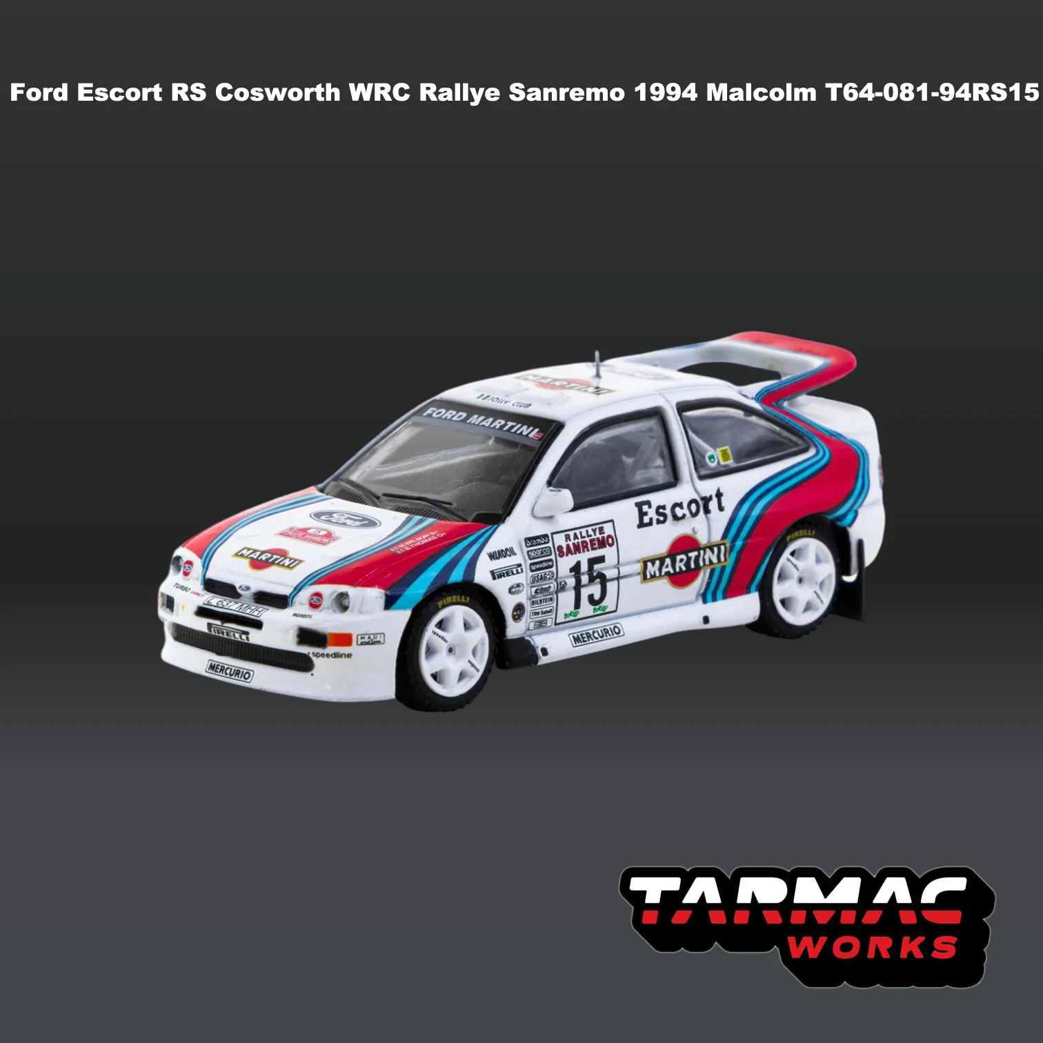 TW 1:64 Ford Escort RS Cosworth WRC #15 Martini 1994 Sanremo Rally Malcolm Wilson Rally Diecast Model Car In Stock Ready To Ship