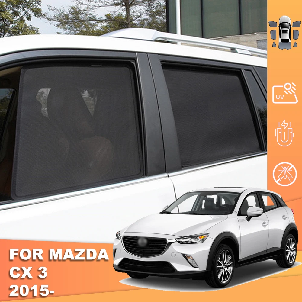 

For Mazda CX-3 CX3 DK 2014-2024 Magnetic Car Sunshade Front Windshield Curtain Cover Rear Side Baby Window Mesh Sun Shade Visor