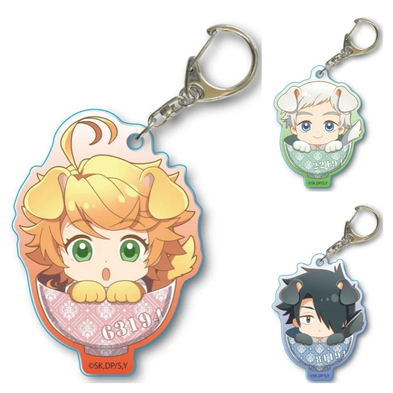 Llaveros acrílicos de Anime The Promised Neverland, bonitas decoraciones para bolsos, llavero colgante para mochila, productos exquisitos de 6cm