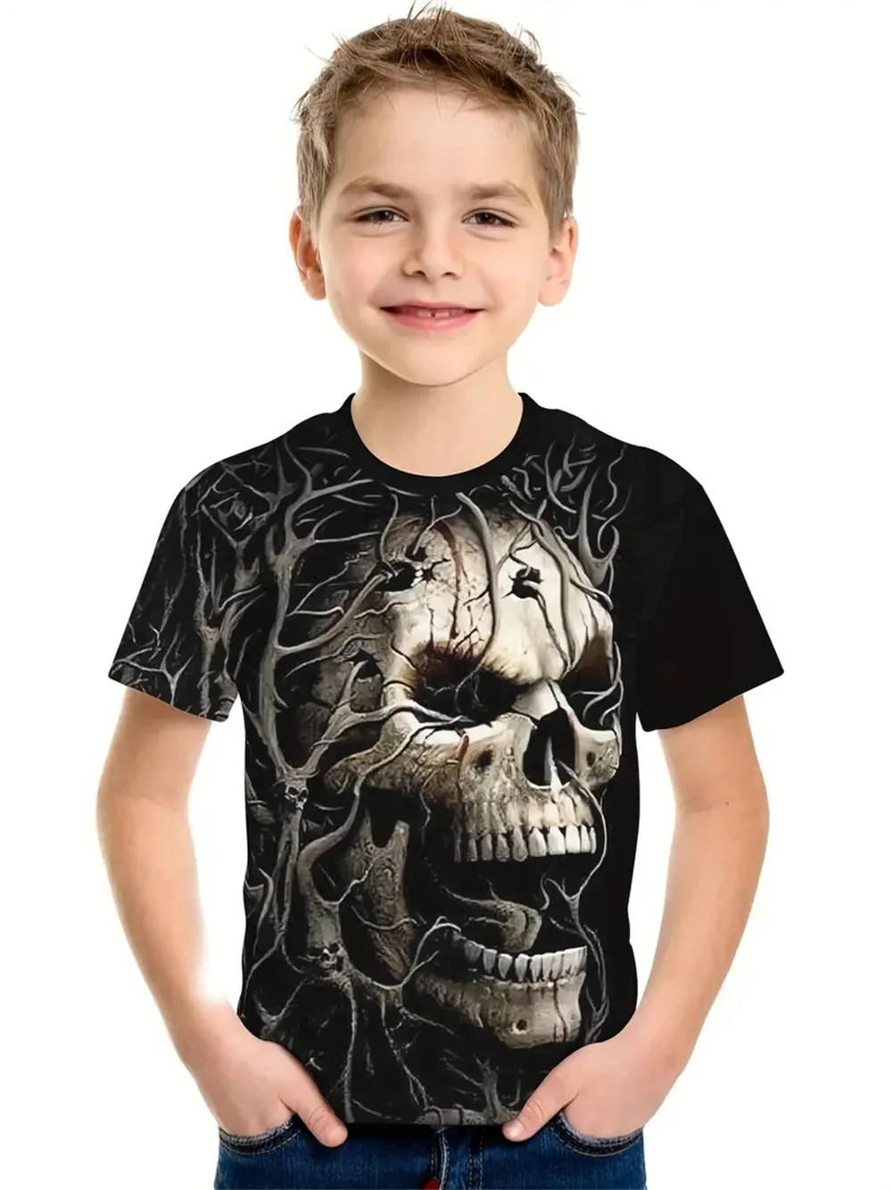 

2025 New Skull Baby T-Shirt Casual Daily Boy Clothes Fitness Top Tee Sport 3d Print Cool Ball Sports Boys Clothing Summer