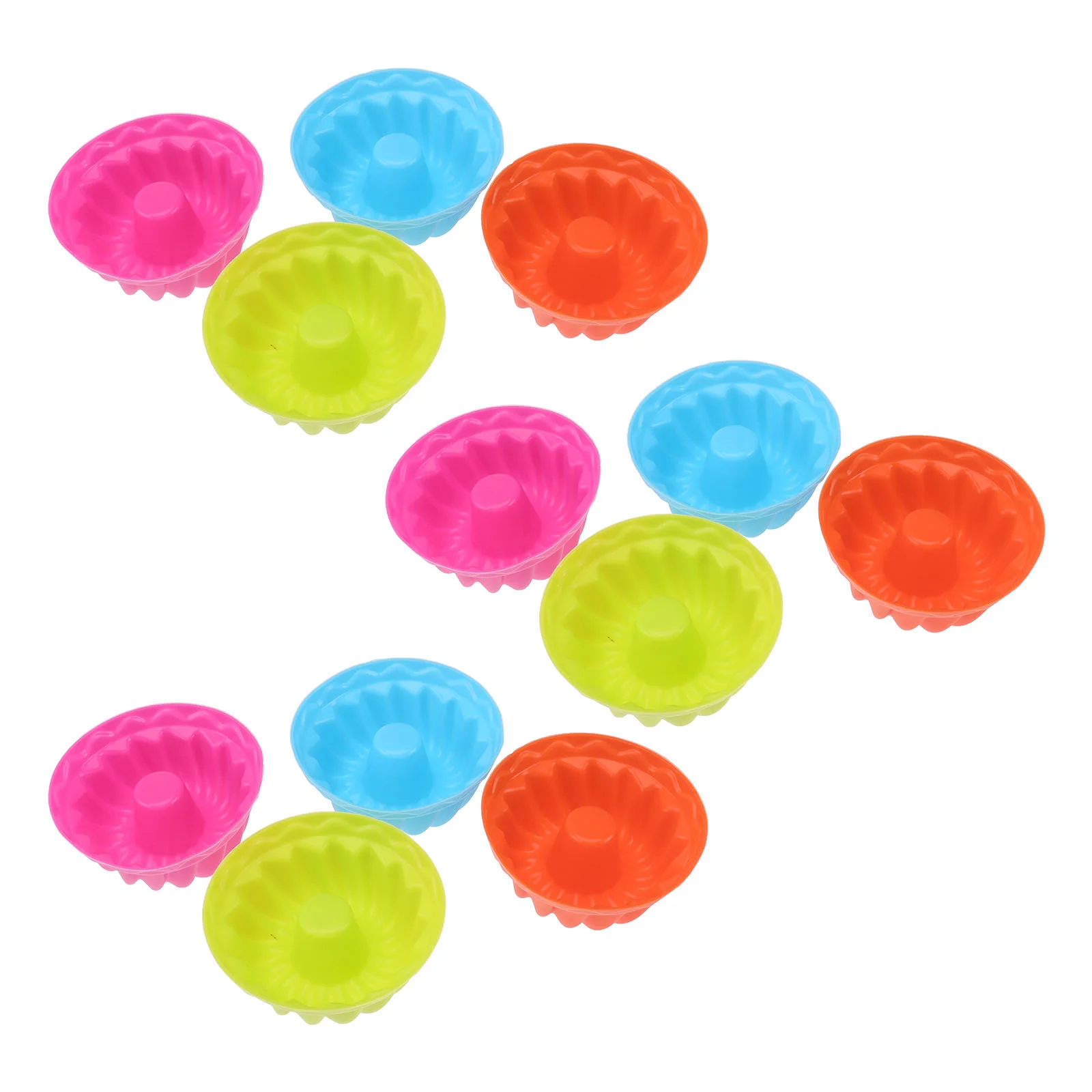 

12Pcs Silicone Round Chiffon Cake Silicone Chiffon Dessert Baking Tool (Random Colors) silicone baking