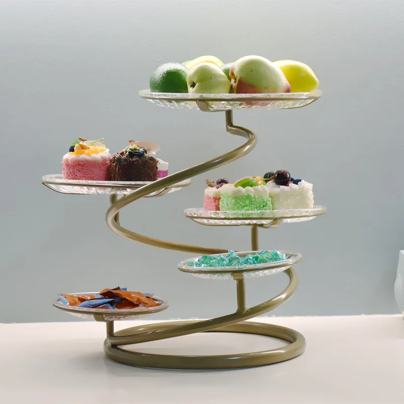 

Suitable for European wrought iron multi-layer fruit plate cake rack creative living room afternoon tea snack tray wedding snack