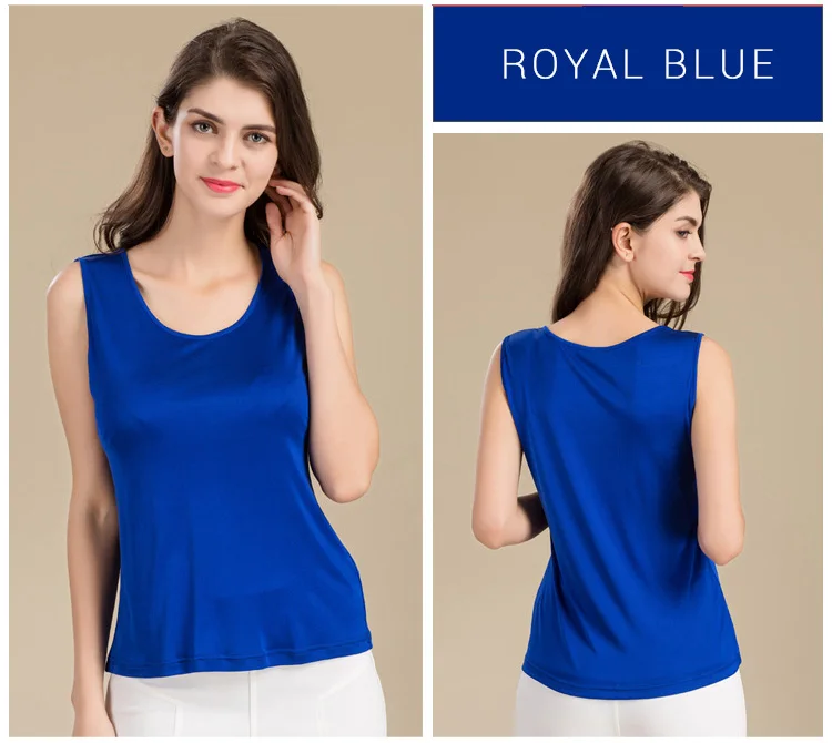 SuyaDream Women Tanks Knitted Real Silk Solid Vest O Neck Sleeveless Basic T Shirt 2025 Spring Summer Tops