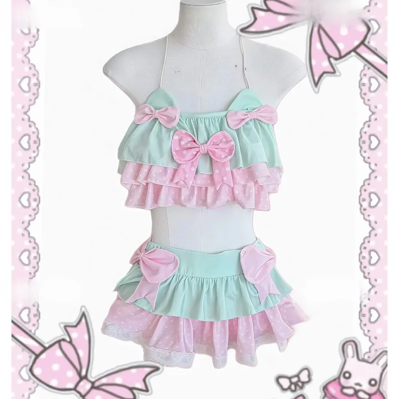 Japanese Y2K Lolita Swimwear Sexy Bikini set 2026 Summer New Sweet Girls Kawaii Split Swimsuit Women's Bathing Suit Swim Suits