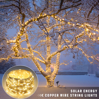 Festival Decor LED String Lights Waterproof 20M 200LEDs Warm White With Solar Panel Remote Controller For Halloween Christmas