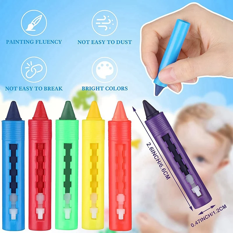 Badkamerkleurpotloden Uitwisbaar Graffiti Speelgoed Wasbaar Doodle Pen Voor Baby Kids Baden Creatieve Educatieve Speelgoedkrijtjes