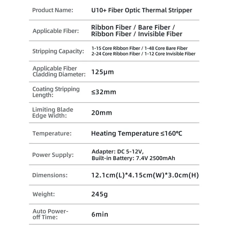 Reliable-Fiber Stripping Tool U10 LED Display Heated Optical Wire Stripping Slitter Pliers Thermal Stripper Ribbon Fiber Hot Str