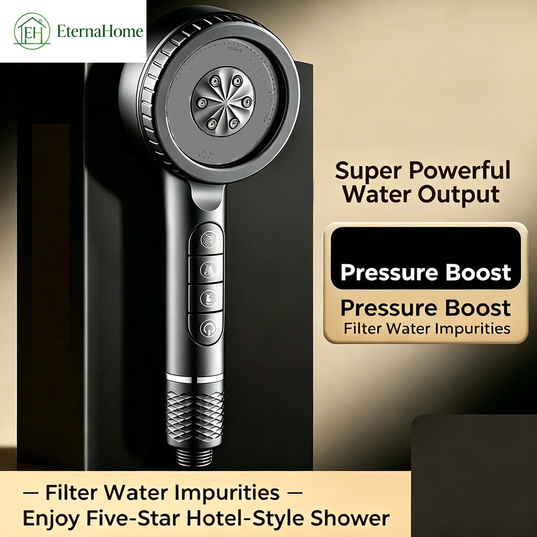 Multi-Function Shower Head with Boosting Filter for Powerful Bathing Bathroom Shower Strong Water Pressure Spray Head