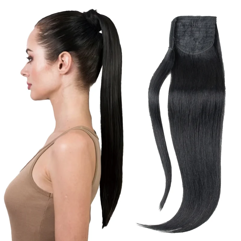 Human Hair Silky Straight Ponytail Extensions Real Natural Remy Hair Horsetail  Clip On Ponytail Long-Lasting Comfortable Wear